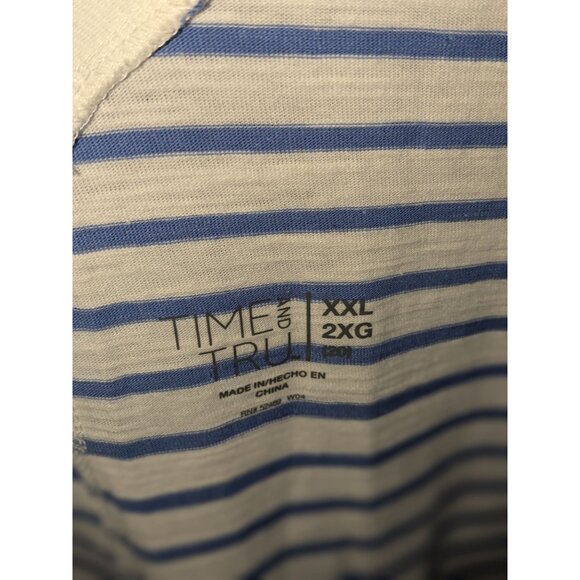 Time And Tru XXL Blue & White Striped Sleeveless V-Neck Dress - Picture 2 of 8